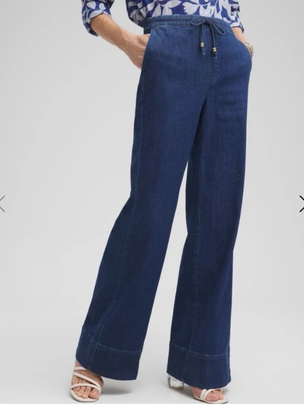 Chico’s Wide Leg Pull-On Denim Trouser Jean